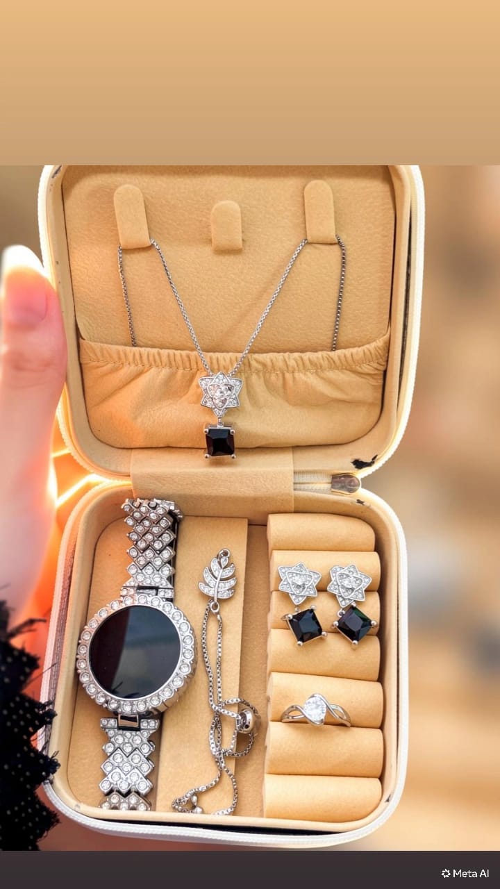 Crystal Jewelry Set with Travel Case