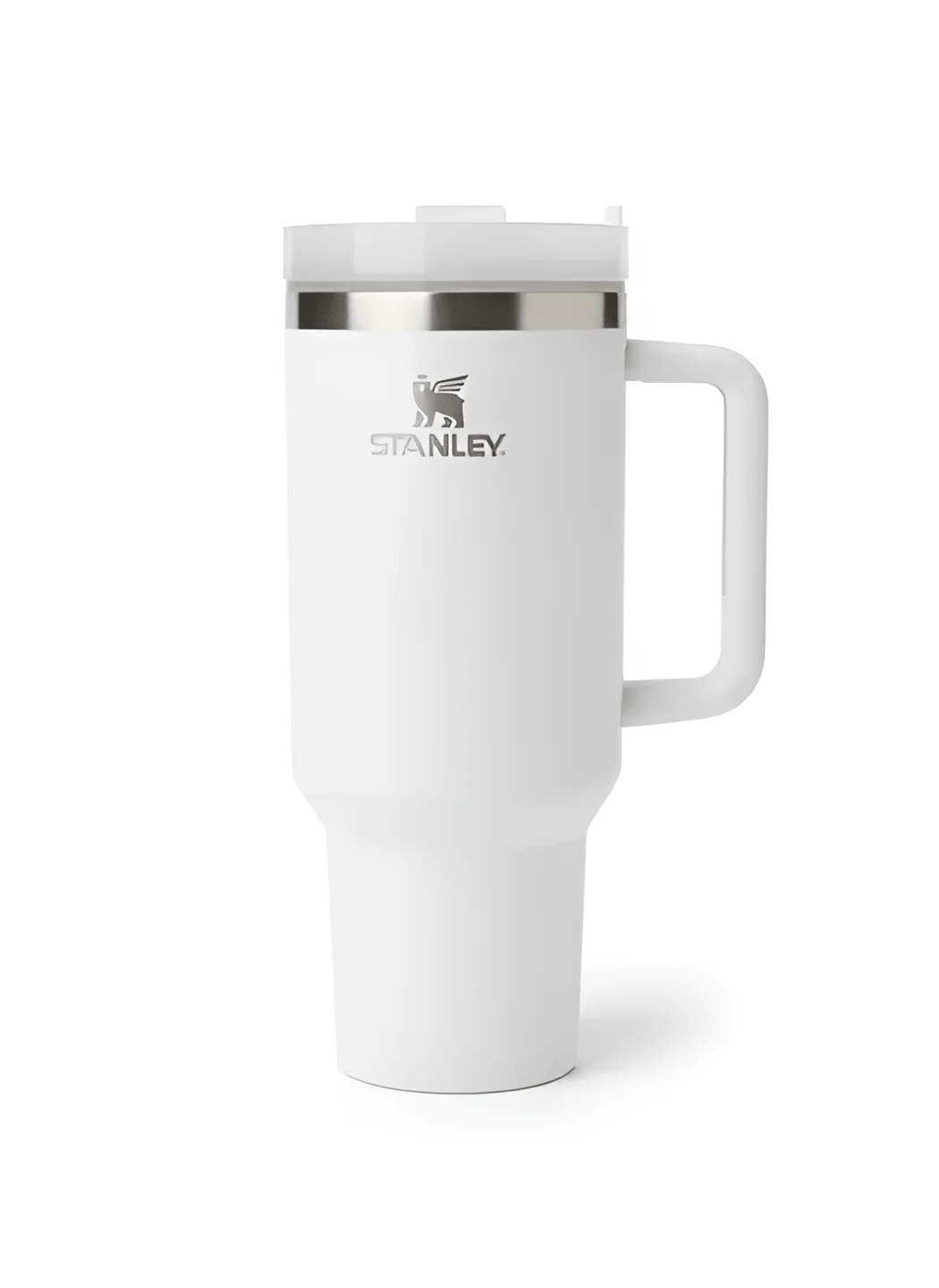 "40oz stainless steel tumbler with ergonomic handle, leak-resistant lid, and double-wall insulation."