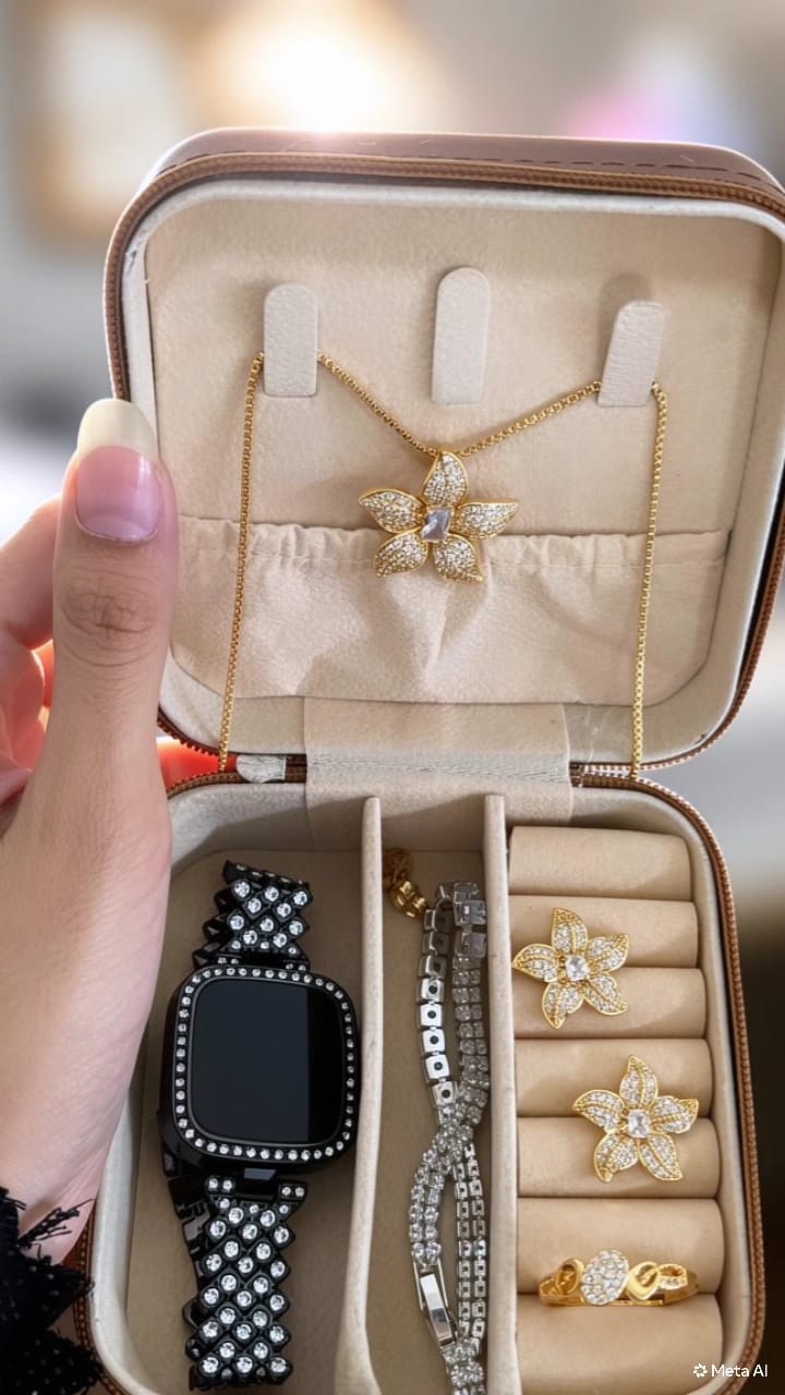 Crystal Jewelry Set with Travel Case