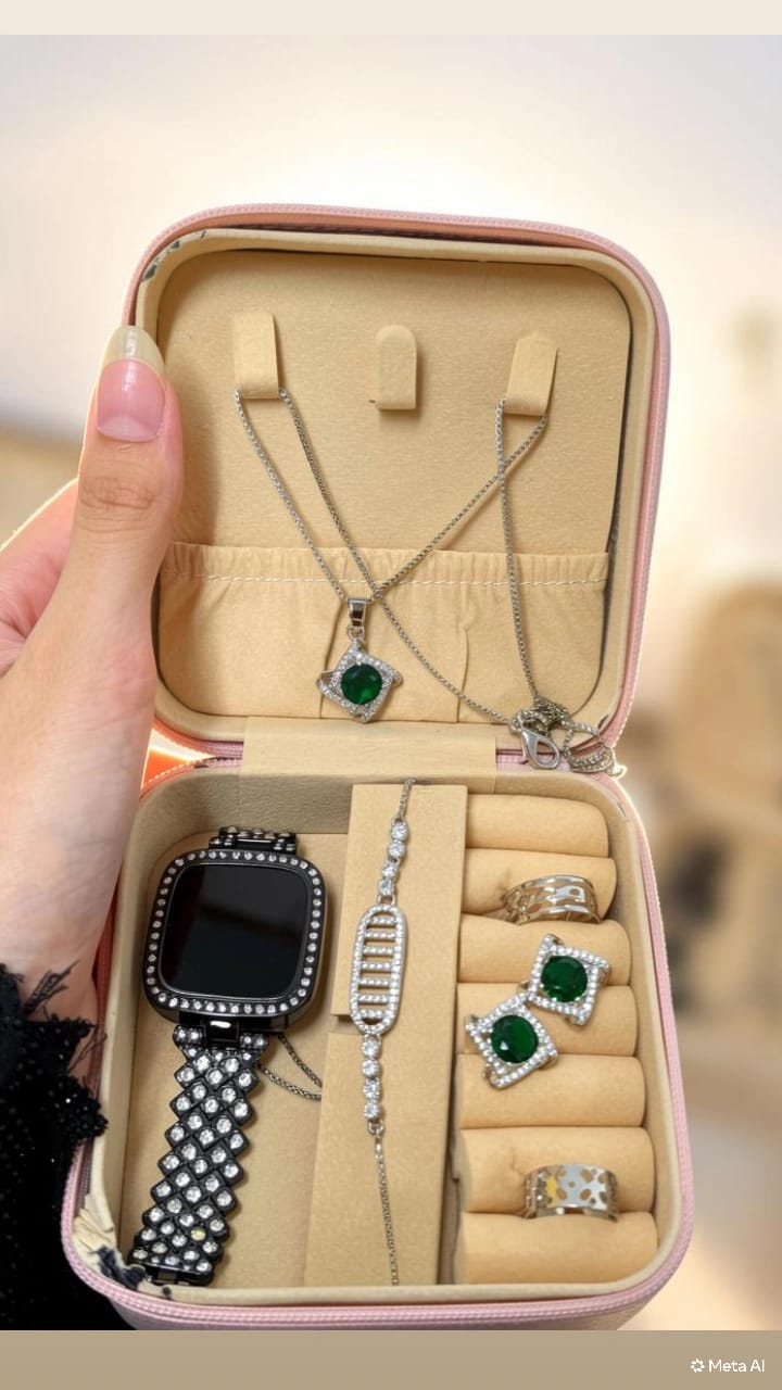Crystal Jewelry Set with Travel Case