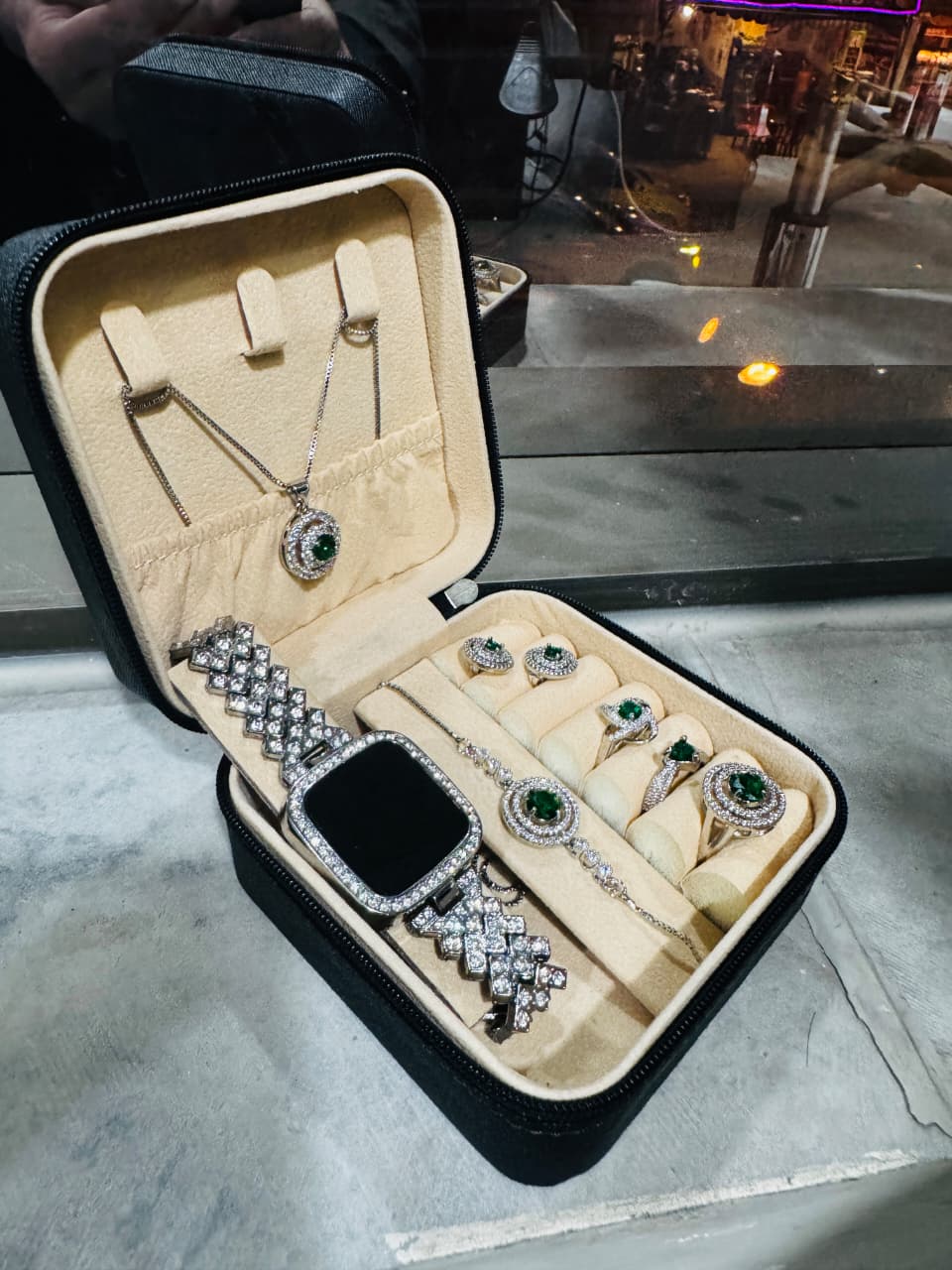 Crystal Jewelry Set with Travel Case