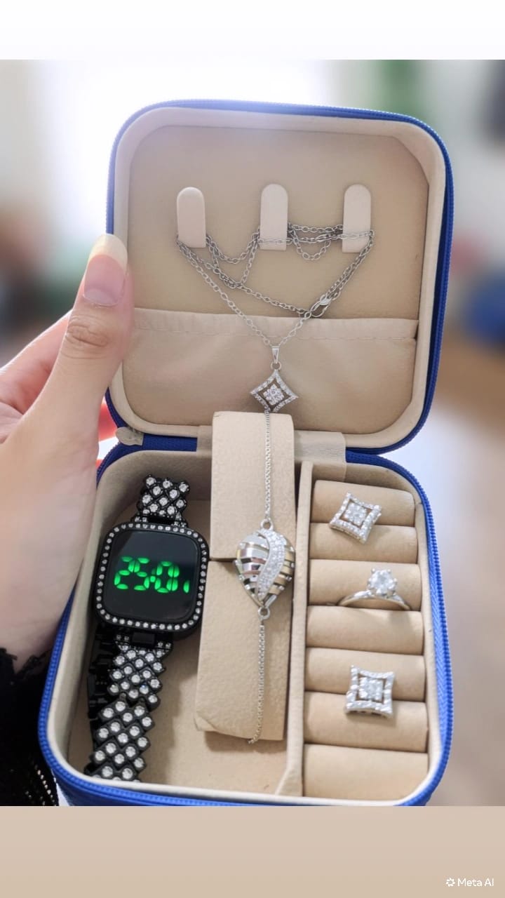 Crystal Jewelry Set with Travel Case