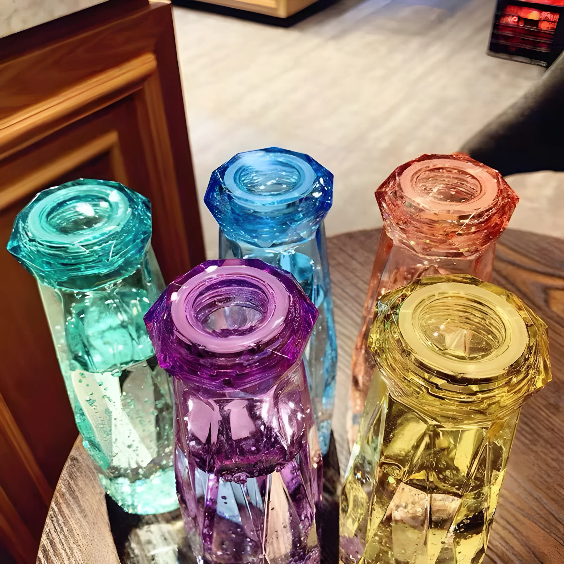 "Transparent crystal glass water bottle with infuser compartments for fruit and herbal drinks, designed for healthy hydration"
