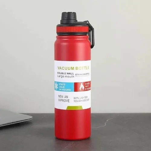 Double-Wall Insulated Stainless Steel Water Bottle 800mL – Hot & Cold, Leak-Proof, Portable Design - Black