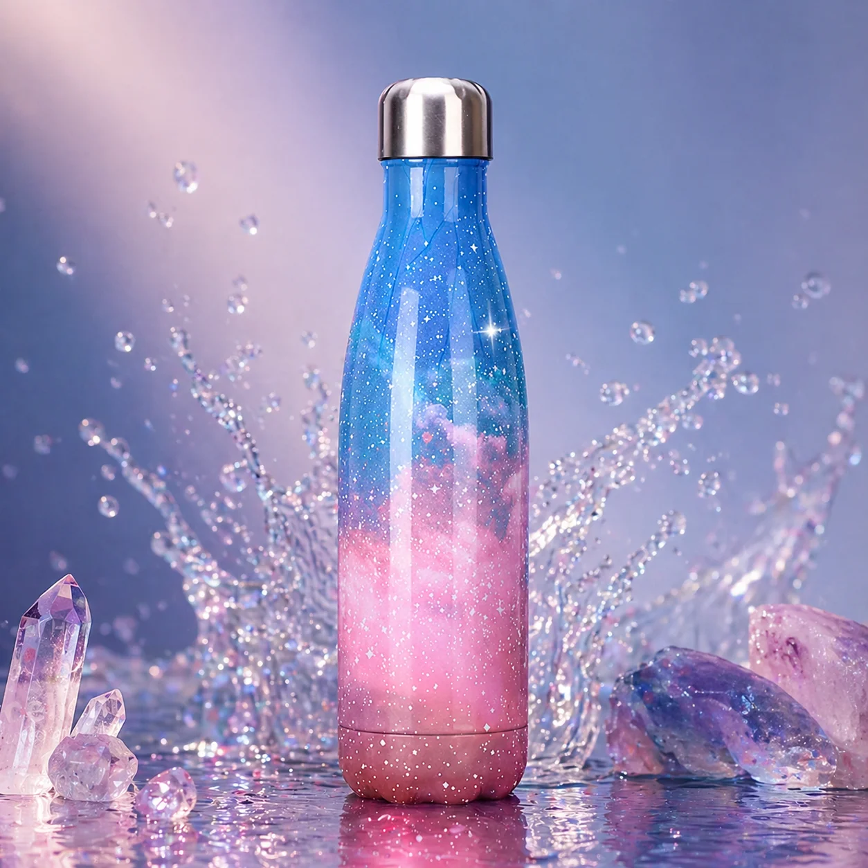 pink galaxy insulated steel bottle thermal water bottle leakproof stainless steel bottle