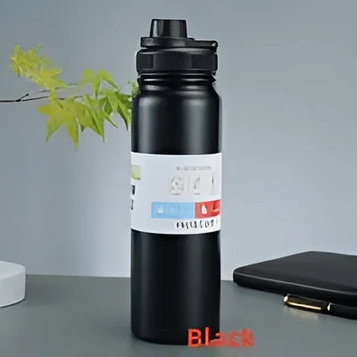 Double-Wall Insulated Stainless Steel Water Bottle 800mL – Hot & Cold, Leak-Proof, Portable Design - Black