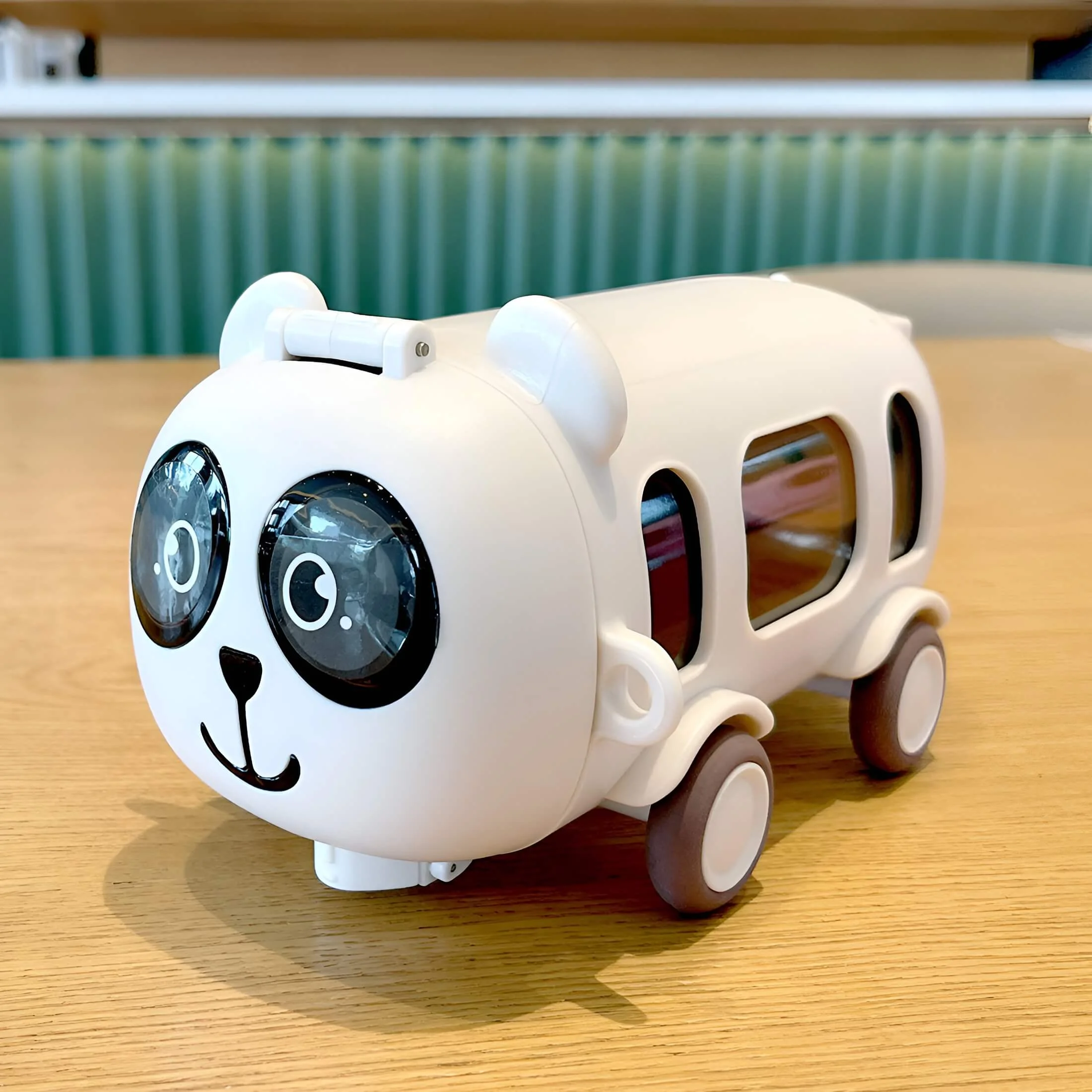 Panda Bus Water Bottle and Sipper in pink color – cute design with easy-to-use sipper lid