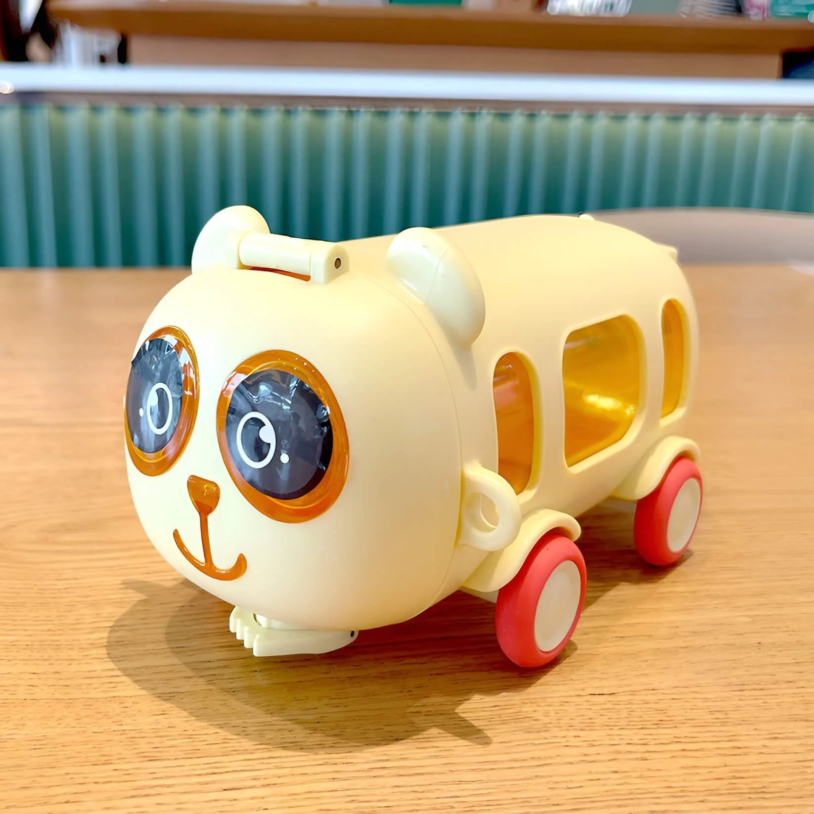 Panda Bus Water Bottle and Sipper in pink color – cute design with easy-to-use sipper lid