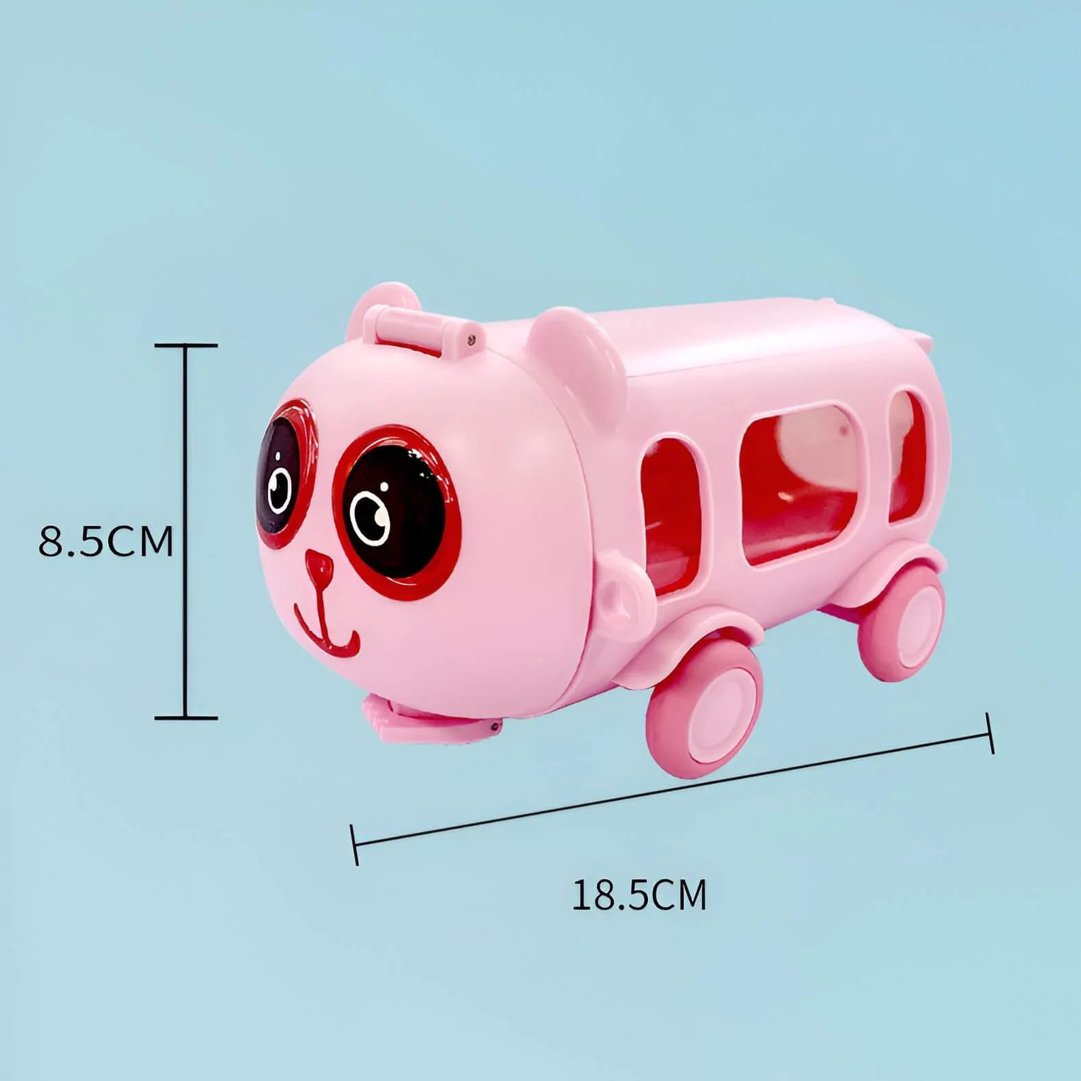 Panda Bus Water Bottle and Sipper in pink color – cute design with easy-to-use sipper lid