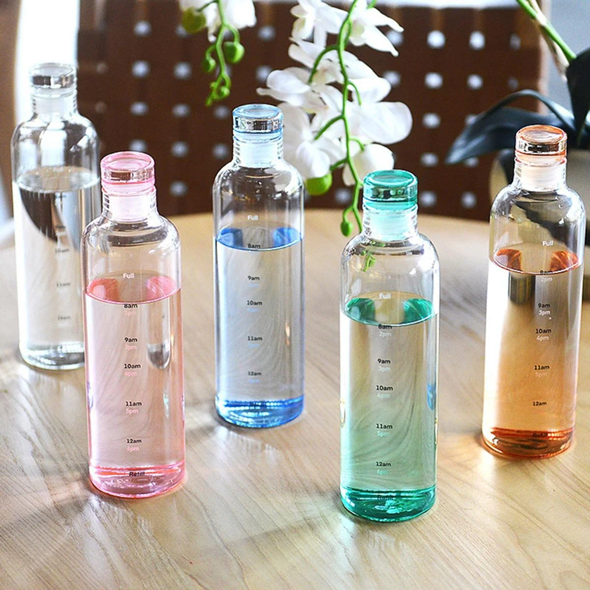 Stylish transparent water bottles