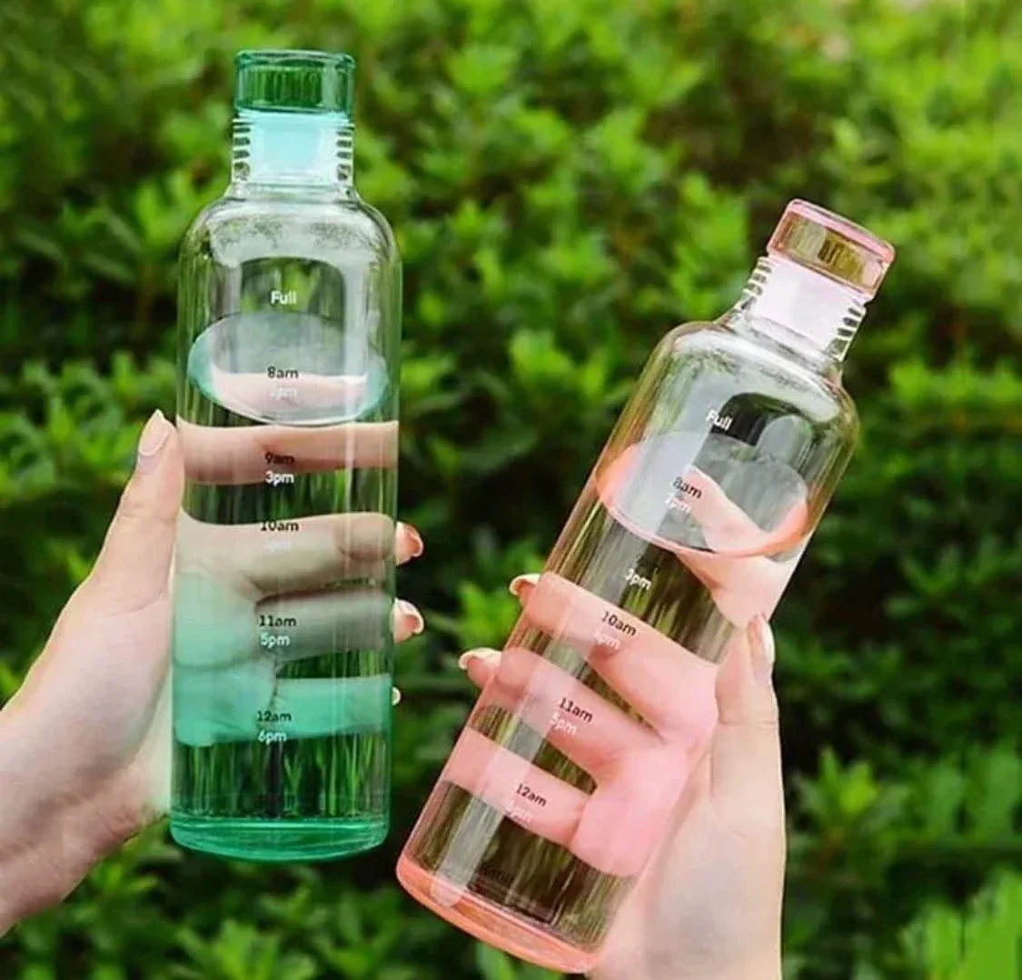 Stylish transparent water bottles