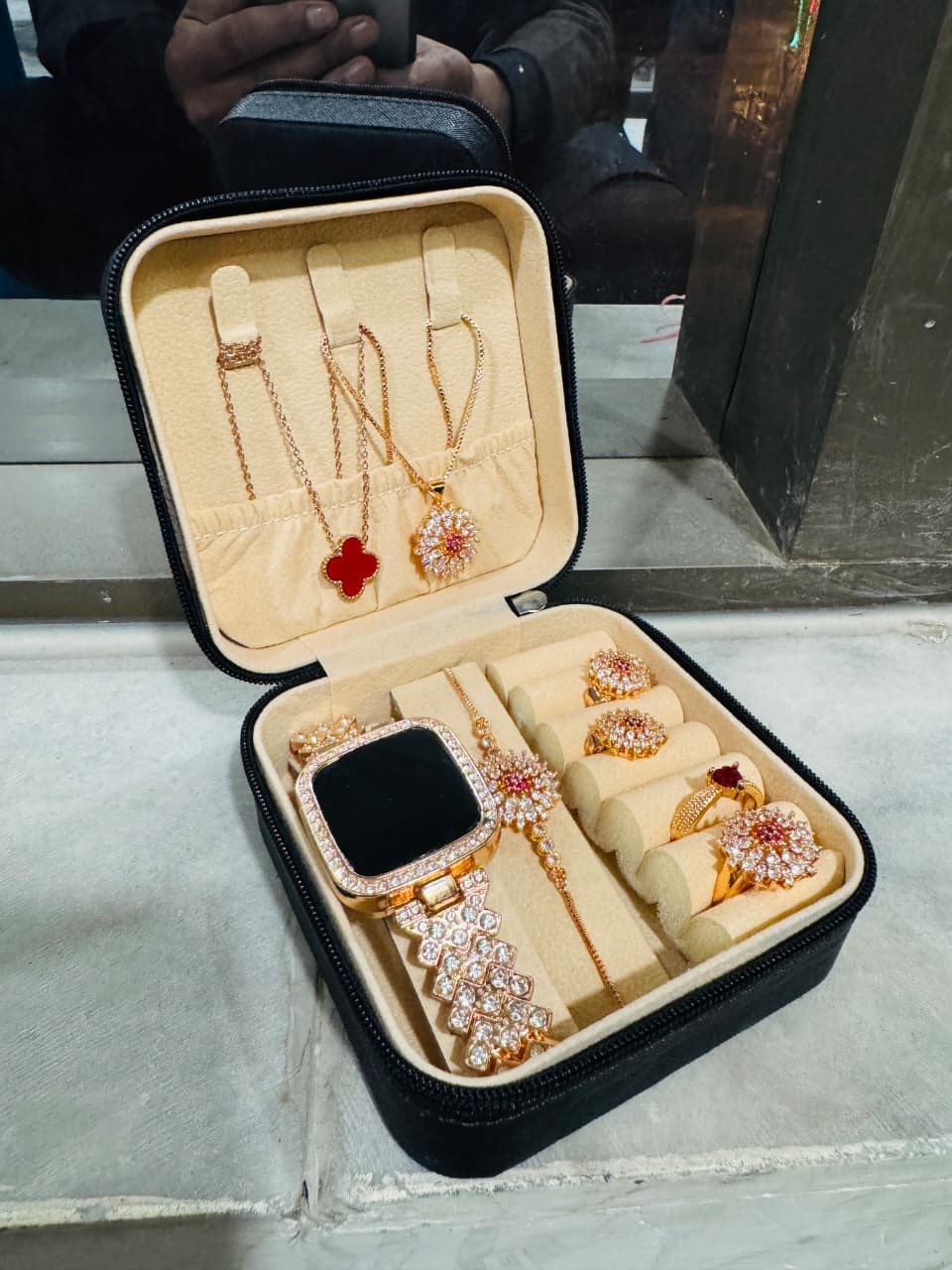 Crystal Jewelry Set with Travel Case