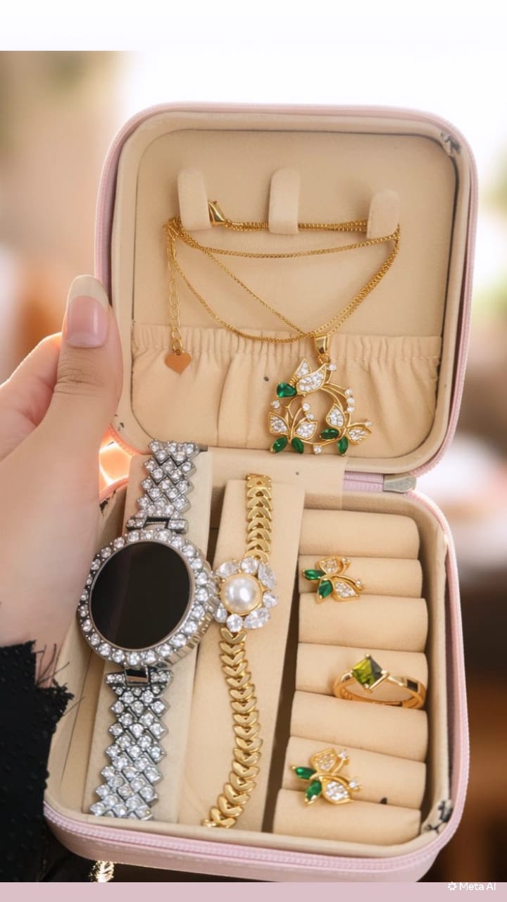 Crystal Jewelry Set with Travel Case